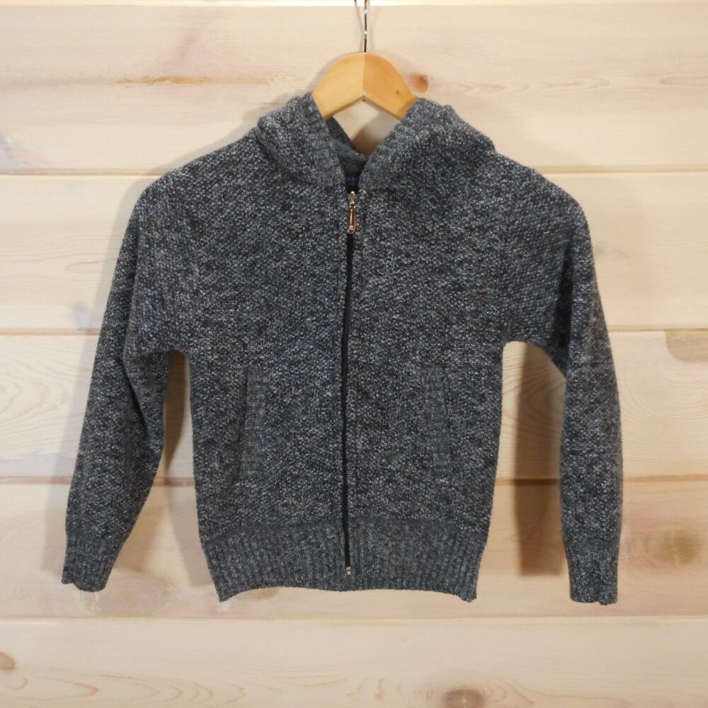 Gioberti Boy's size 7 Full Zip Cardigan Sweater with Fleece Lining Hooded Gray